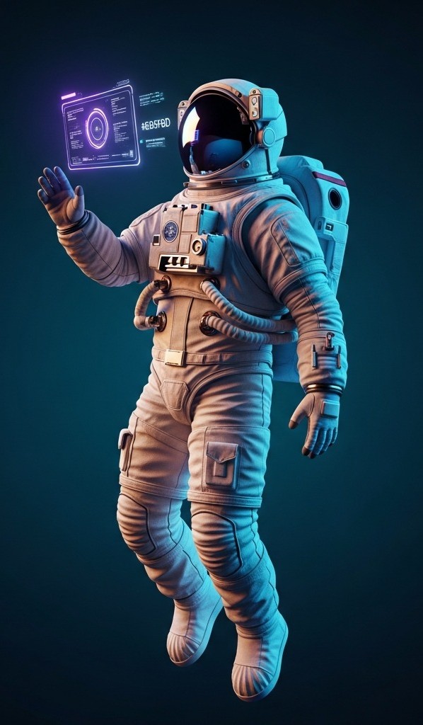 Dramatic view of a distant galaxy with swirling purple and blue nebulae, conveying the feeling of being lost in vastness