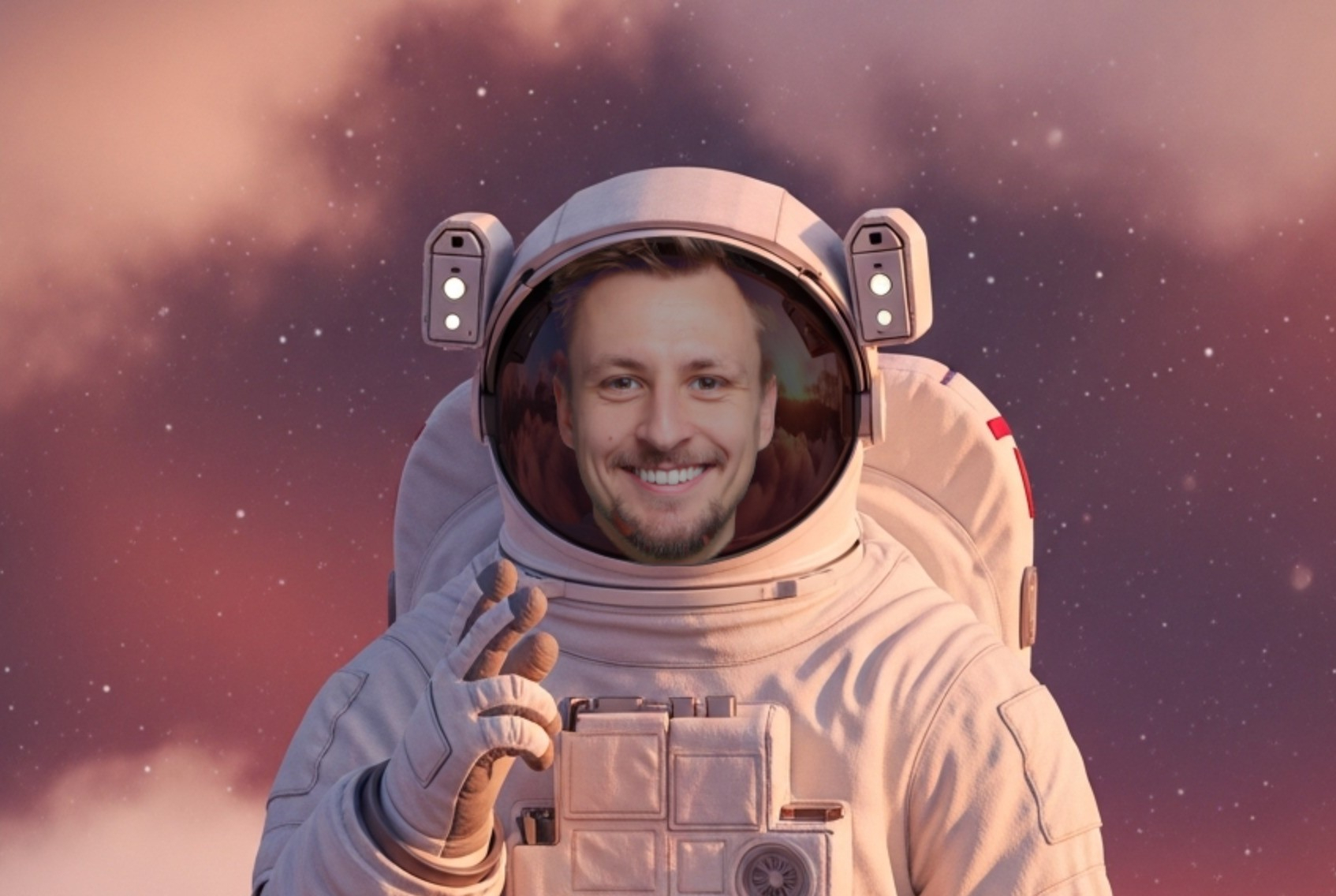 Professional portrait with subtle space-tech aesthetic